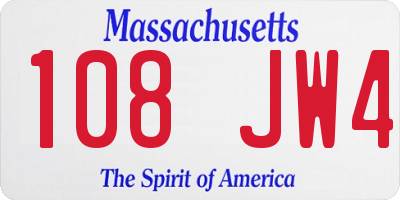 MA license plate 108JW4