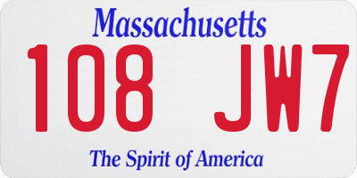 MA license plate 108JW7