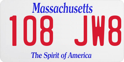 MA license plate 108JW8