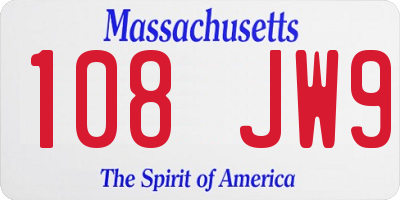 MA license plate 108JW9