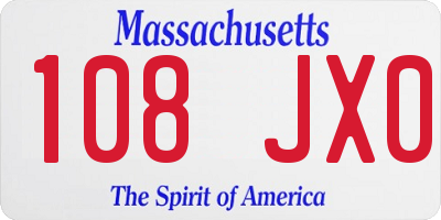 MA license plate 108JX0