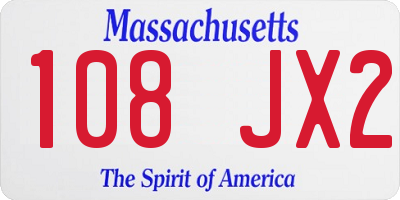 MA license plate 108JX2