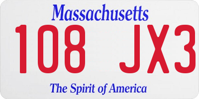MA license plate 108JX3