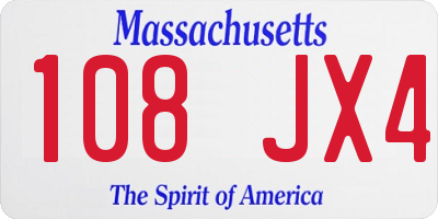 MA license plate 108JX4