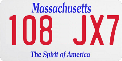 MA license plate 108JX7