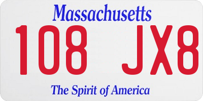 MA license plate 108JX8