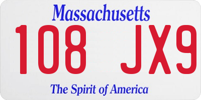 MA license plate 108JX9