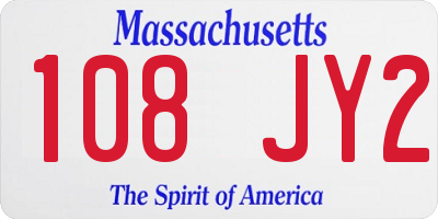 MA license plate 108JY2