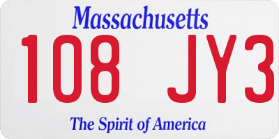 MA license plate 108JY3