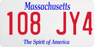 MA license plate 108JY4