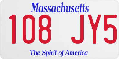 MA license plate 108JY5