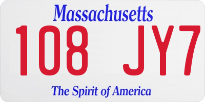 MA license plate 108JY7
