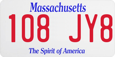 MA license plate 108JY8