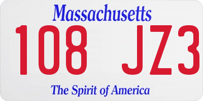 MA license plate 108JZ3