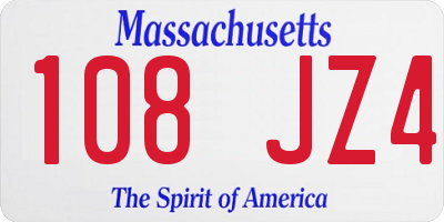 MA license plate 108JZ4