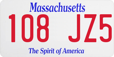 MA license plate 108JZ5
