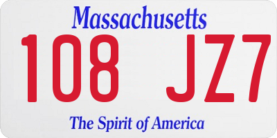 MA license plate 108JZ7