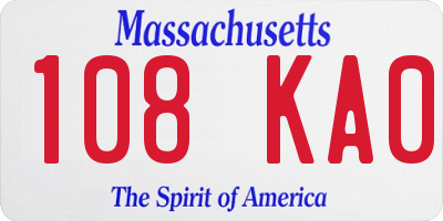 MA license plate 108KA0