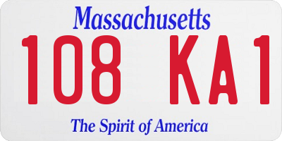 MA license plate 108KA1