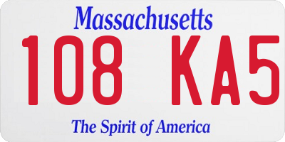 MA license plate 108KA5