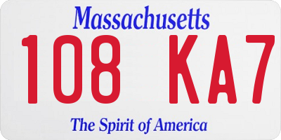 MA license plate 108KA7