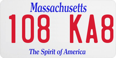 MA license plate 108KA8