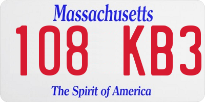 MA license plate 108KB3