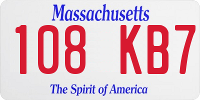 MA license plate 108KB7