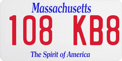 MA license plate 108KB8