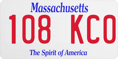 MA license plate 108KC0