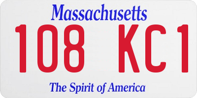 MA license plate 108KC1