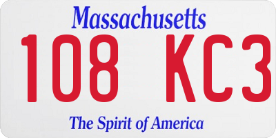 MA license plate 108KC3