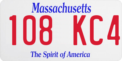 MA license plate 108KC4