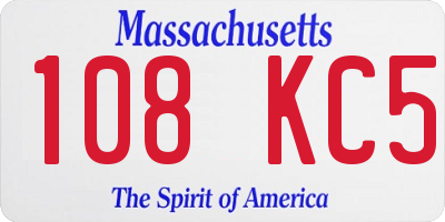 MA license plate 108KC5