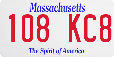 MA license plate 108KC8
