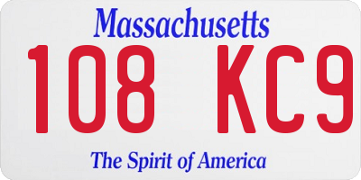 MA license plate 108KC9