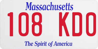 MA license plate 108KD0