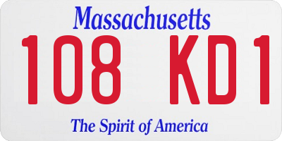 MA license plate 108KD1