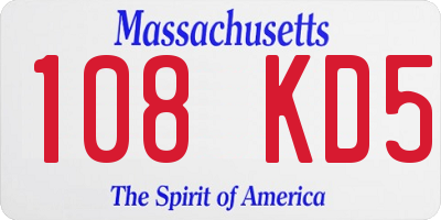MA license plate 108KD5