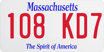 MA license plate 108KD7