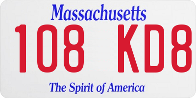 MA license plate 108KD8