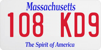MA license plate 108KD9