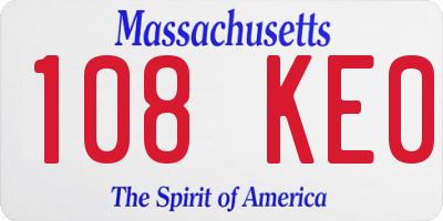 MA license plate 108KE0