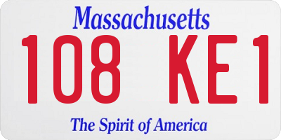 MA license plate 108KE1