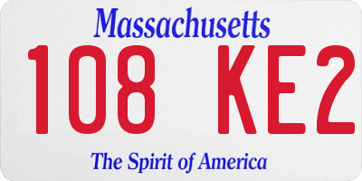 MA license plate 108KE2