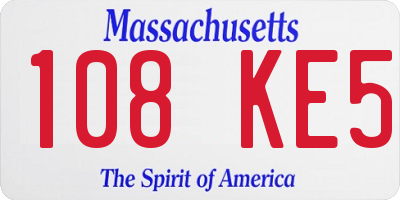 MA license plate 108KE5