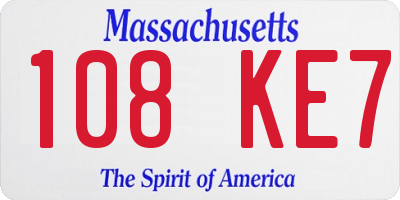MA license plate 108KE7