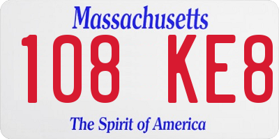 MA license plate 108KE8