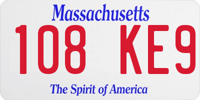 MA license plate 108KE9