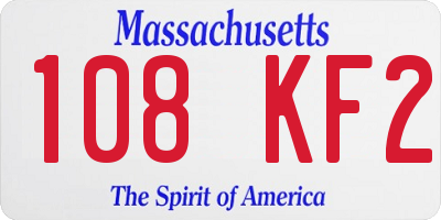 MA license plate 108KF2